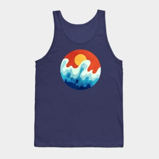 Vibrant Sun and Ocean Waves Art Tank Top